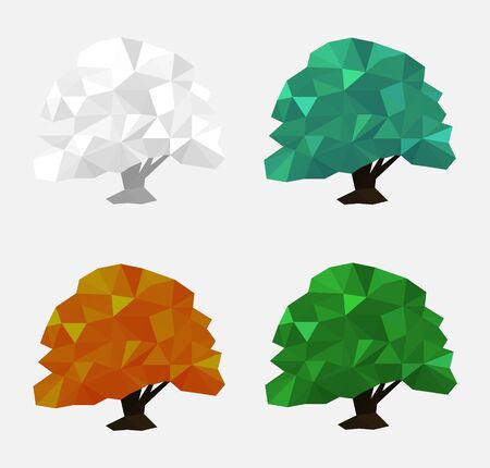 Tree in polygonal style, Season - vector illustration.のイラスト素材