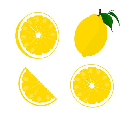 Lemon, Citrus, Slices and halves of lemon.のイラスト素材
