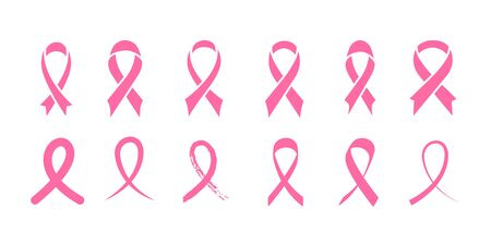 Set of pink ribbons, vector iconのイラスト素材
