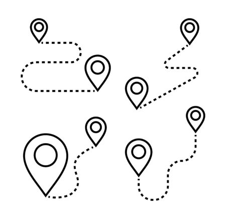 Route with markers icons thin line, location and navigation icons.のイラスト素材