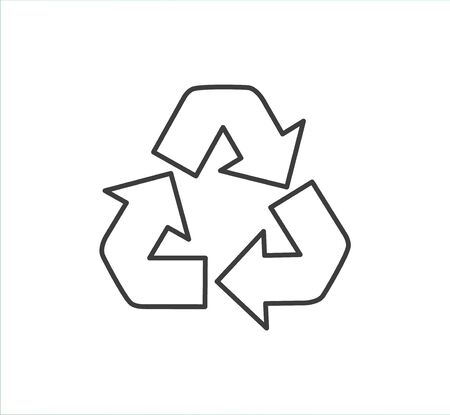 Recycle thin line black icon, vector illustrationのイラスト素材