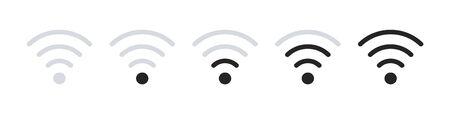 Wifi signal strength, set of wi-fi icons, vector illustration