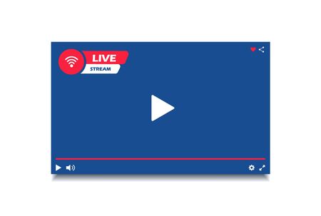 Modern video player window live streaming. Video player interface. Button live stream.のイラスト素材