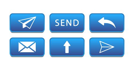 Buttons to send a message. Send buttons. Mail icons Vector illustration