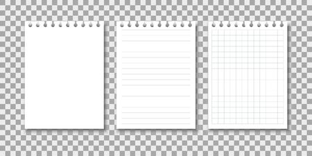 Notepad sheets. Set of copybook pages. Vectorのイラスト素材