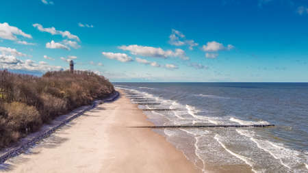 Beautiful view of beach at polish seaside, Polandの写真素材