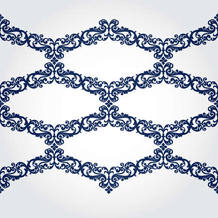 Vector seamless border in Victorian style. Ornate element for design and place for text. Ornamental contrast pattern for wedding invitations and greeting cards. Traditional monochrome decor.のイラスト素材