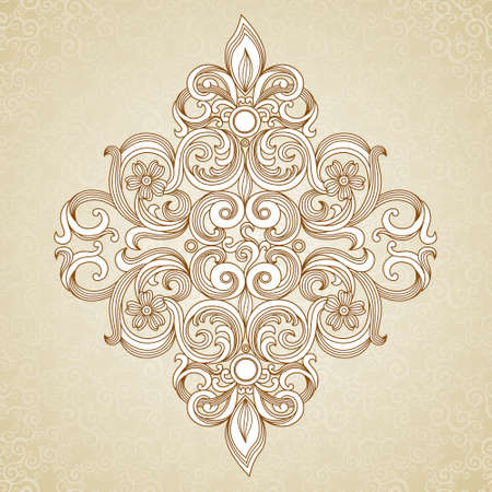 Vintage ornate pattern. Floral baroque ornament in Victorian style. Traditional ornament and element for design. Lacy decor for greeting card and wedding invitations.のイラスト素材