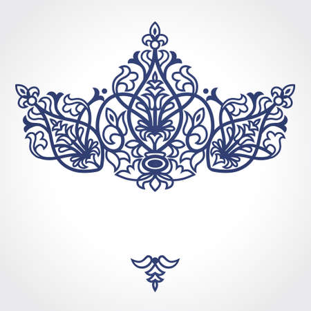 Vector baroque ornament in Victorian style. Ornate element for design. Toolkit for designer. Blue ornamental pattern for wedding invitations and greeting cards. Traditional floral decorのイラスト素材