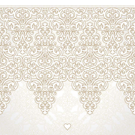 Vector seamless border in Victorian style. Ornate element for design. Place for text. Ornamental pattern for wedding invitations, greeting cards. Traditional decor.のイラスト素材