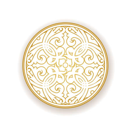 Vector baroque ornament in east style. Round element for design. Light ornamental pattern for wedding invitations and greeting cards. Traditional decor.のイラスト素材