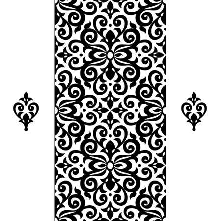 Vector seamless border in Victorian style. Ornate element for design and place for text. Ornamental contrast pattern for wedding invitations and greeting cards. Traditional decor.のイラスト素材