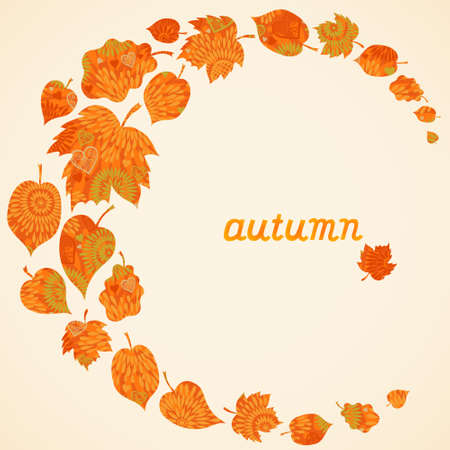 Bright autumn concept background with leaves and hearts. のイラスト素材