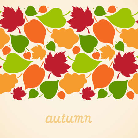Autumn concept seamless border. Bright floral background with leaves.  のイラスト素材