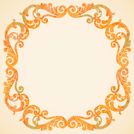 Concept abstract autumn frame with place for text. Ornament frame in Victorian style. Element for design.  のイラスト素材