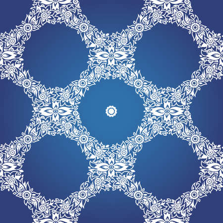 Contrasting seamless pattern with flowers and curls. It can be used for wallpaper, pattern fills, web page background, surface textures.のイラスト素材