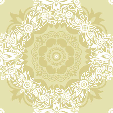 Ornamental seamless pattern with flowers and leaves in retro style. Light floral background.のイラスト素材