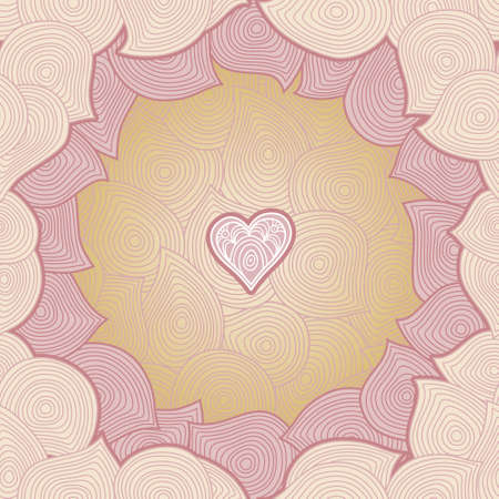 Ornamental seamless pattern with heart. Light element for design. Ornamental backdrop. Ornate floral decor for wallpaper. Endless texture. Pastel pattern fill.のイラスト素材