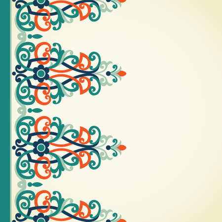 Vector baroque seamless border in Victorian style. Ornate element for design in modern colors. Colorful ornamental pattern for wedding invitations and greeting cards. Traditional floral decor.のイラスト素材