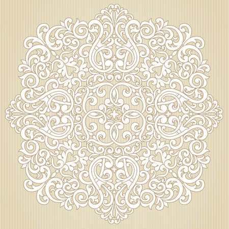 Vintage ornate pattern. Floral baroque ornament in Victorian style. Traditional ornament and element for design. Lacy decor for greeting card and wedding invitations.のイラスト素材
