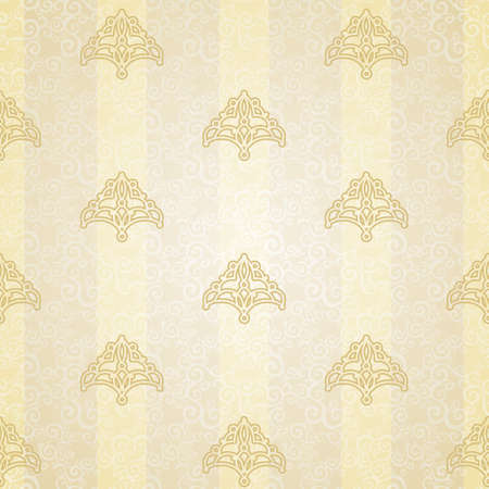 Vector seamless pattern in Victorian style. Golden element for design. Ornamental backdrop and light lace background. Ornate floral decor for wallpaper. Endless texture. Monochrome pattern fill.のイラスト素材