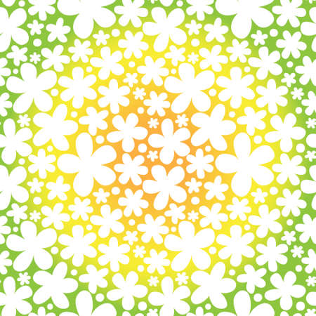 White floral seamless pattern on colorful background. Vector spring background. Endless simple texture. Paper textured background. Bright pattern fill.のイラスト素材