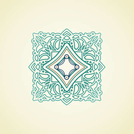 Vector ornate ornament in Eastern style. Baroque element for design in modern colors. Colorful ornamental pattern for wedding invitations and greeting cards. Traditional floral decor.のイラスト素材