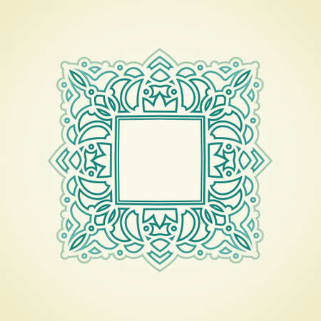 Vector ornate frame in Eastern style. Baroque element for design in modern colors. Colorful ornamental pattern for wedding invitations and greeting cards. Traditional floral decor.のイラスト素材