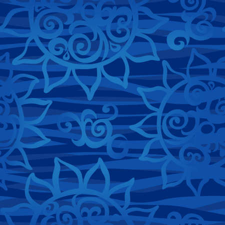 Seamless sea background with decorative elements. Marine waves background. It can be used for wallpaper, pattern fills, web page background, surface textures.のイラスト素材
