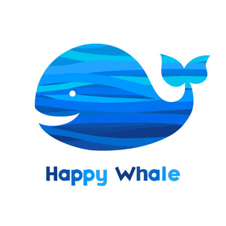 Cheerful whale. Silhouette of an whale with a abstract wave ornament. Place for your text. It can be used for decorating of invitations, greeting cards, decoration for bags and clothes.のイラスト素材