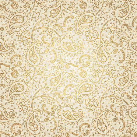 Ornate floral seamless texture. Golden endless pattern. Persian style background. Seamless pattern can be used for wallpaper, pattern fills, web page background, surface textures.のイラスト素材