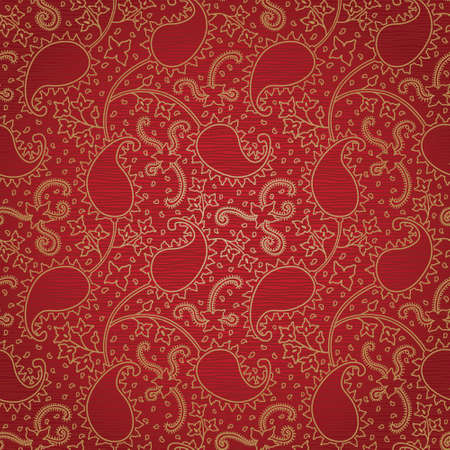 Ornate floral seamless texture. Red endless pattern. Persian style background. Seamless pattern can be used for wallpaper, pattern fills, web page background, surface textures.のイラスト素材