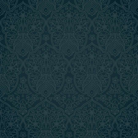 Vintage seamless pattern with lacy ornament. Dark background. It can be used for wallpaper, pattern fills, web page background, surface textures.のイラスト素材