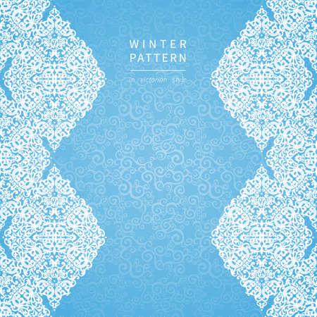 Vintage seamless border with lacy ornament. Concept winter background. Ornate pattern in Victorian style.のイラスト素材