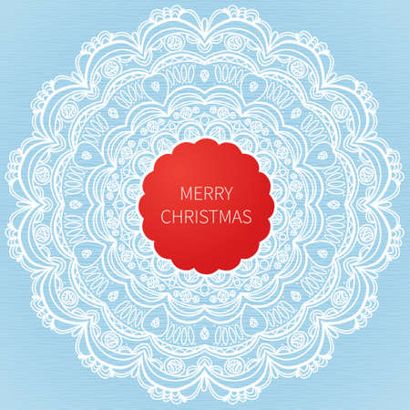 Winter concept frame. Vintage decorative round pattern with lacy ornament. Christmas vector background.  Place for your text. It can be used for decorating of invitations, greeting cards, decoration for bags, clothes.のイラスト素材