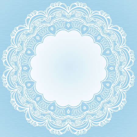 Winter concept frame. Vintage decorative round pattern with lacy ornament. Christmas vector background.  Place for your text. It can be used for decorating of invitations, greeting cards, decoration for bags, clothes.のイラスト素材