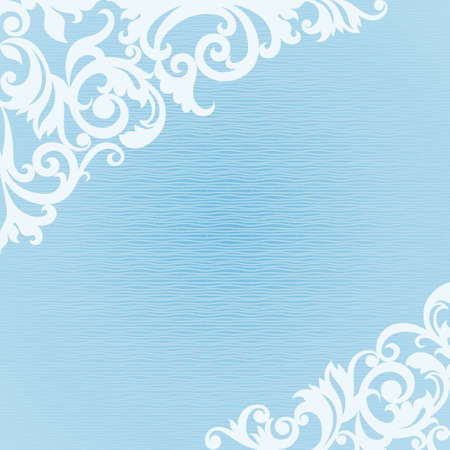 Vintage greeting cards with swirls and floral motifs for new year design. Template frame design for retro wedding card. White vector border in Victorian style. Place for your text. Save the date.のイラスト素材