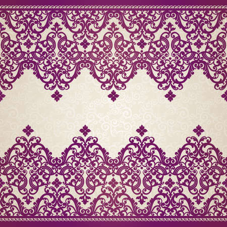 Vector seamless border in Victorian style. Element for design. Place for your text. It can be used for decorating of wedding invitations, greeting cards, decoration for bags and clothes.のイラスト素材