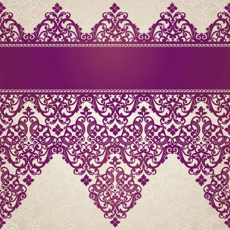 Vector seamless border in Victorian style. Element for design. Place for your text. It can be used for decorating of wedding invitations, greeting cards, decoration for bags and clothes.のイラスト素材