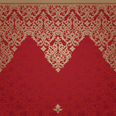 Vintage seamless border in Eastern style. Element for design. Place for your text. It can be used for decorating of wedding invitations, greeting cards, decoration for bags and clothes.のイラスト素材