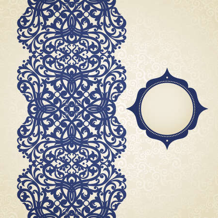 Vector seamless border in Victorian style. Element for design. Place for your text. It can be used for decorating of wedding invitations, greeting cards, decoration for bags and clothes.のイラスト素材