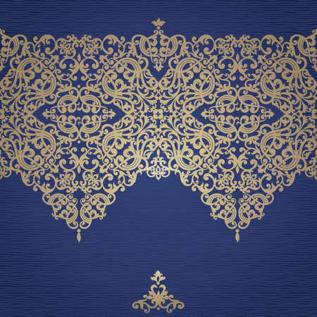 Vintage seamless border in Eastern style. Element for design. Place for your text. It can be used for decorating of wedding invitations, greeting cards, decoration for bags and clothes.のイラスト素材