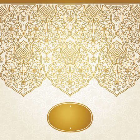 Vintage seamless border with lacy ornament. Ethnic lace pattern. Place for your text. It can be used for decorating of wedding invitations, greeting cards, decoration for bags and clothes.のイラスト素材