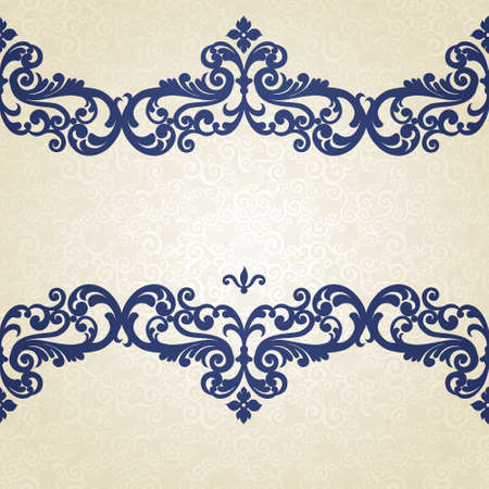 Vector seamless border in Victorian style. Element for design. Place for your text. It can be used for decorating of wedding invitations, greeting cards, decoration for bags and clothes.のイラスト素材