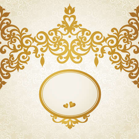Vector seamless border in Victorian style. Element for design. Place for your text. It can be used for decorating of wedding invitations, greeting cards, decoration for bags and clothes.のイラスト素材
