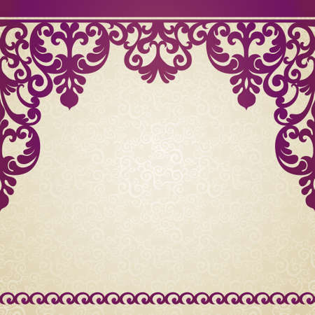 Vector seamless border in Eastern style. Element for design. Place for your text. It can be used for decorating of wedding invitations, greeting cards, decoration for bags and clothes.のイラスト素材