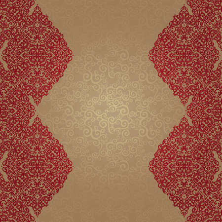 Vintage seamless border in Eastern style. Element for design. Place for your text. It can be used for decorating of wedding invitations, greeting cards, decoration for bags and clothes.のイラスト素材