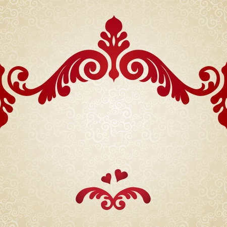Vector seamless border in Victorian style. Element for design. Place for your text. It can be used for decorating of wedding invitations, greeting cards, decoration for bags and clothes.のイラスト素材