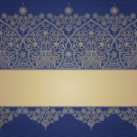 Vintage seamless border with lacy ornament. Ethnic lace pattern. Place for your text. It can be used for decorating of wedding invitations, greeting cards, decoration for bags and clothes.のイラスト素材