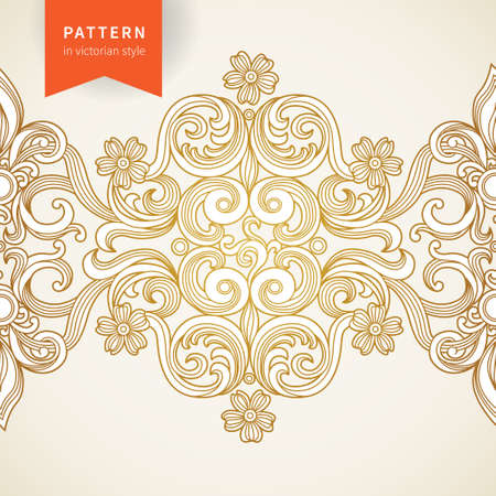 Vector seamless border in Victorian style. Element for design. Ornament endless pattern. It can be used for decorating of wedding invitations, greeting cards, decoration for bags and clothes.のイラスト素材